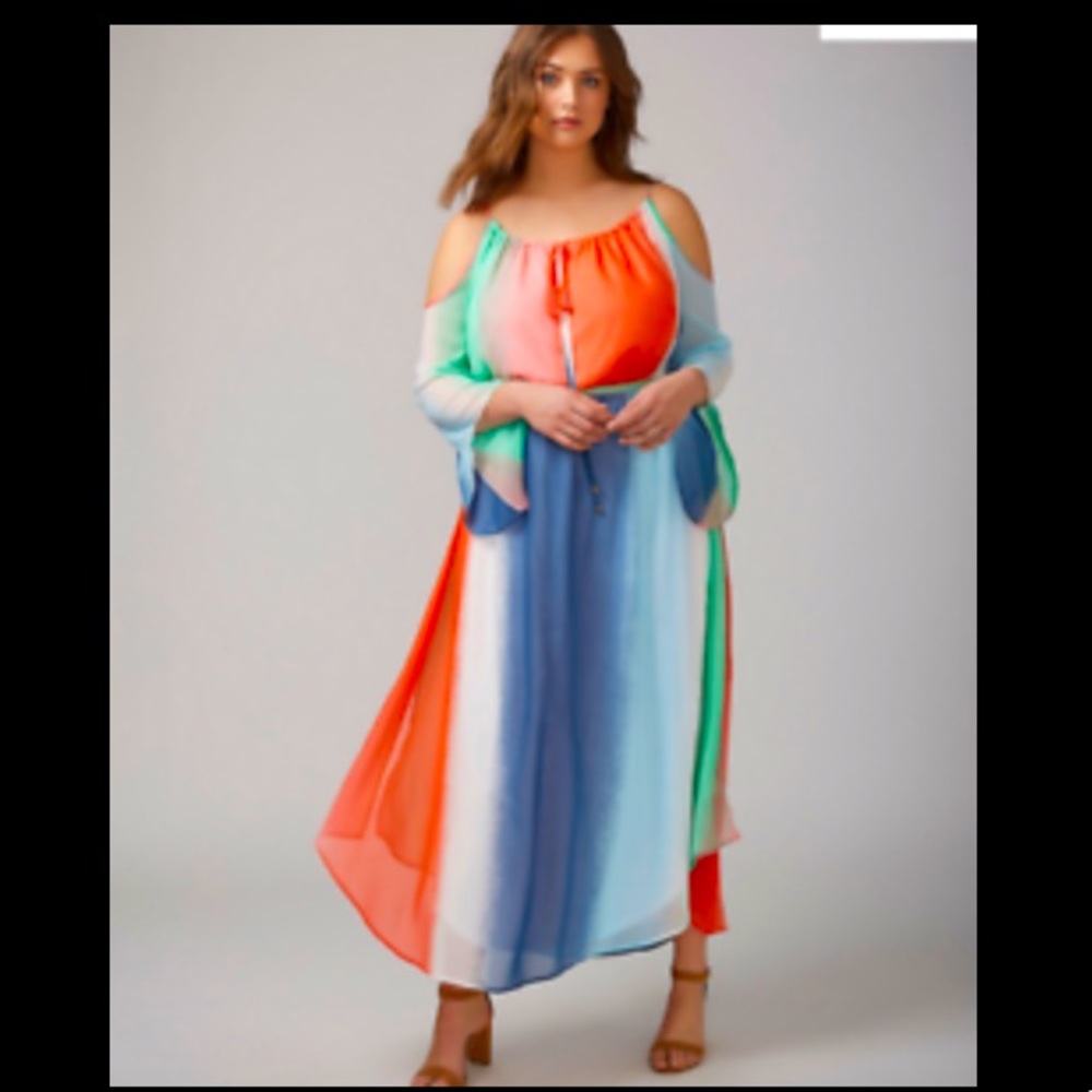 Lane Bryant Multicolor Off-Shoulder Dress